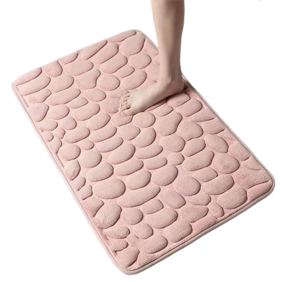 QHUDLV Super Absorbent Memory Foam Bath Mat, Anti-Slip Cobblestone Pattern Rug