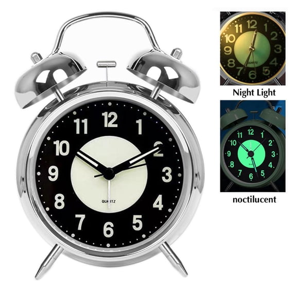 QHUDLV Super Loud Alarm Clock,Heavy Sleeper Bell,Adults Silent Movement