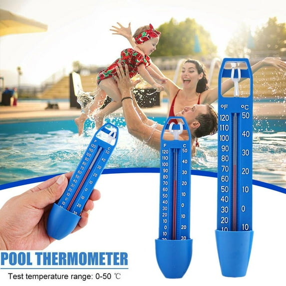QHUDLV Swimming Pool and Spa Pocket Thermometer, Small Pocket Scoop Reservoir Pool Thermometer, Shatter Proof, Dual Fahrenheit & Celsius Display, for Pond, Spa, Hot Tub, Indoor Outdoor Pool