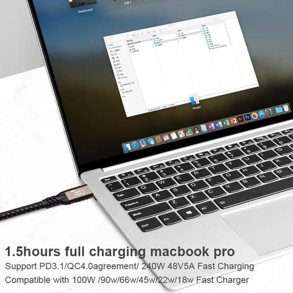 QHUDLV Thunderbolt USB4 Type‑C Cable,8K Projection,240 W Fast Charge Data Line