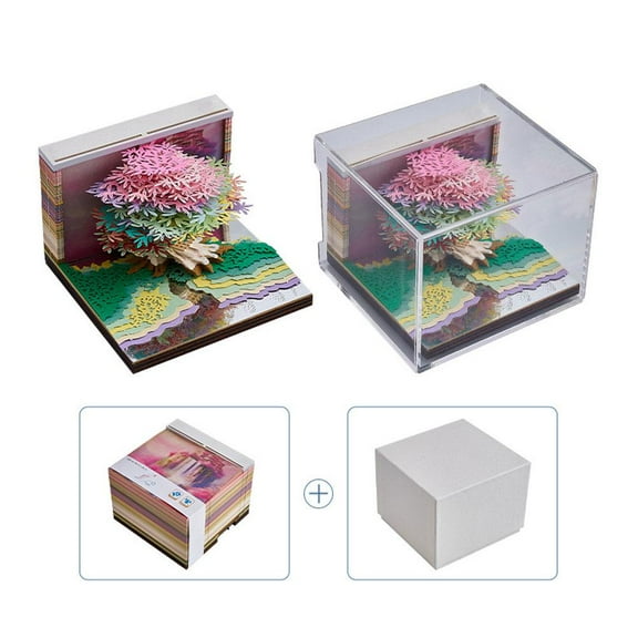 QHUDLV Tree House 3D Notepad 2026 Calendar Memo Pad Block Notes Paper Stationery-