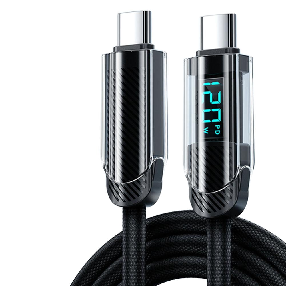 Shielded Led Display Data Cable QHUDLV Usb C Cable With Display, 120W Smart Digital Display Data Cable ...