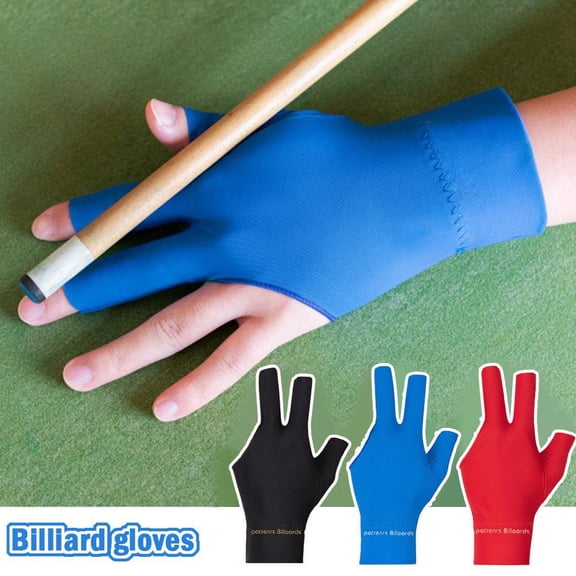QHUDLV WAGA 1pc Billiard Gloves Black Cotton Snooker Glove Left Hand Open Slip Accessory Three Finger