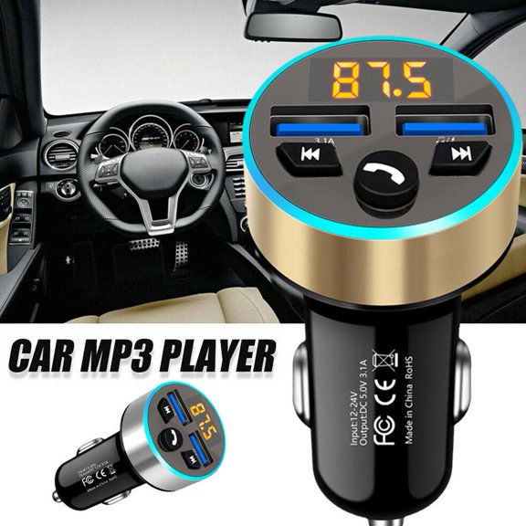 QHUDLV Wireless Car MP3 Player,Bluetooth Transmitter,2 USB Chargers for Car Audio