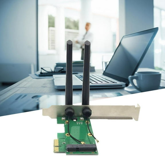QHUDLV Wireless Wifi Network Card Mini PCI-E To PCI-E Desktop 2 Antennas Fast