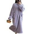 thumbnail image 1 of QHUDLV Womens Coral Velvet Nightgowns Long Sleeve Sleepwear Winter Thickening Full Shirts Length Sleep, 1 of 5