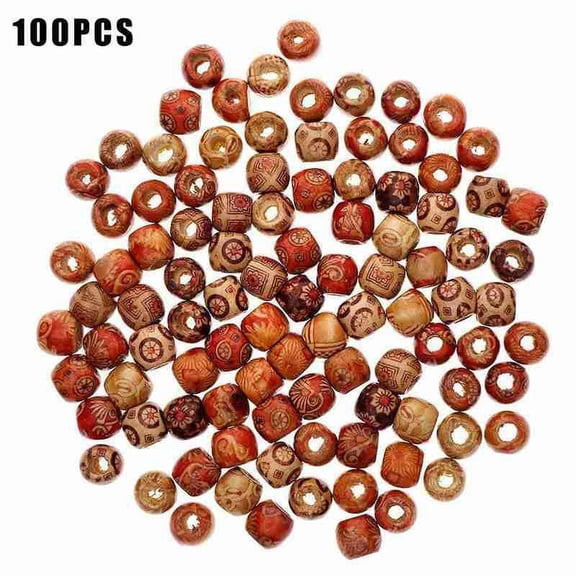 QHUDLV Wooden Beads 100pcs,Large Hole Mixed,Macrame Jewelry Craft