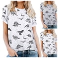 thumbnail image 1 of QHWAUAKFBN T Shirts For Women Graphic Cute Dinosaur Graphic Short Sleeved Tees Shirt Tshirts Top, 1 of 5