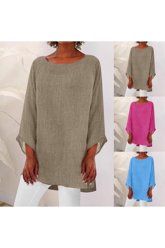T Shirts For Women Loose Fit Long Sleeve Tunic Crew Neck Shirt Blouses Tshirts Top
