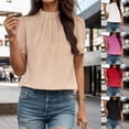 thumbnail image 1 of QHWAUAKFBN T Shirts For Women Loose Fit Solid Temperament Loose Short Sleeve Tshirts Top, 1 of 6