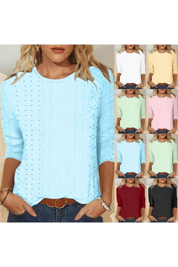 T Shirts For Women Trendy Graphic 3/4 Sleeve Workout Tunic Shirts Summer Plus Size Shirts Three Quarter Sleeve Tshirts Top