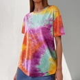 thumbnail image 1 of QHWAUAKFBN T Shirts For Women Trendy Graphic Tie Dye Shirt Short Sleeve Round Neck Tees Summer Tshirts Top, 1 of 3