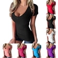 thumbnail image 1 of QHWAUAKFBN T Shirts For Women Trendy Loose Fit Summer Big Size Tshirts Top, 1 of 5