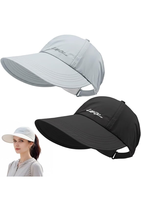2 Pack UPF Sun Protection Baseball Hat for Men and Women Lightweight Wide Brim Outdoor Hats Adjustable Velcro Closure