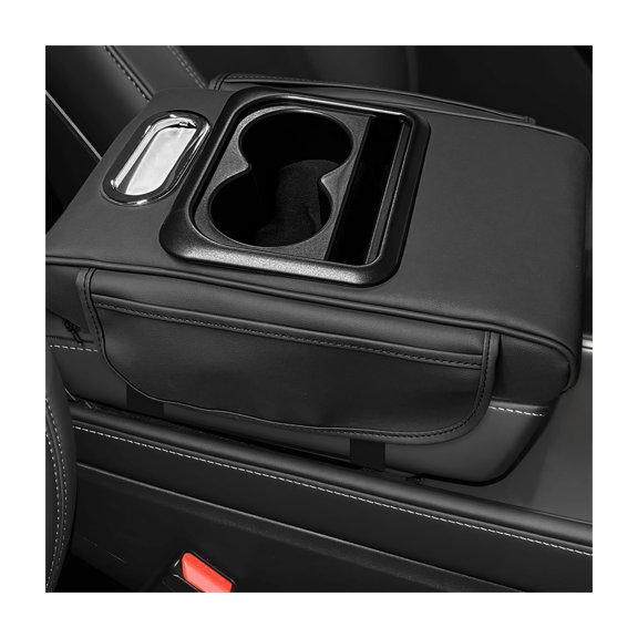 QHYFC Multifunctional PU Leather Car Armrest Box, 5-in-1 Armrest Cover with 2 Storage Bags Tissue Box Cup & Phone Holder, Comfy Arm Rest Cushion Leather Vehicle Middle Console Organizer