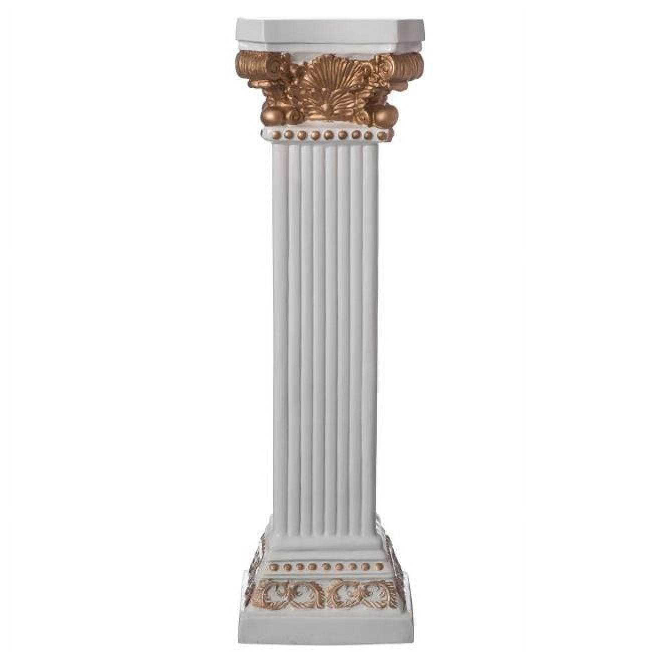 QI004125-49 Decorative Fiberglass White and Gold Plinth Roman Style Column Ionic Piller Pedestal Vase Stand for Wedding or Party,: Living Room,: or Dining Room Decor - Photography Props - Sculpt