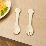 QIAKAA Cute Cat Pattern Baby Food Fork and Spoon | Babies Water Drinking Cup | 6+ Mo Infant To 12-18 Months Toddler | Baby Led Weaning