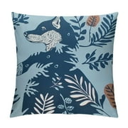 QIANCHENG Blue Bear Pillowcases Kids Cartoon Pillow Shams Navy Animal Forest Woodland Printed Envelope Pillow Cover