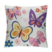 QIANCHENG  Flutter Pillowcases - Double Sided Pillow Covers, Kids Super Soft Buttergly & Floral Bedding