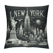 QIANCHENG  New York City Throw Pillow Cover,New York City Skyline Soft Square Cushion Case Covers Home Decor for Couch Sofa Bedroom Car Office 18x18 Inch Pillowcases