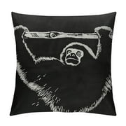 QIANCHENG  Sloth Line Art Abstract Minimalist Drawing Animal Lover Gift Throw Pillow, Multicolor