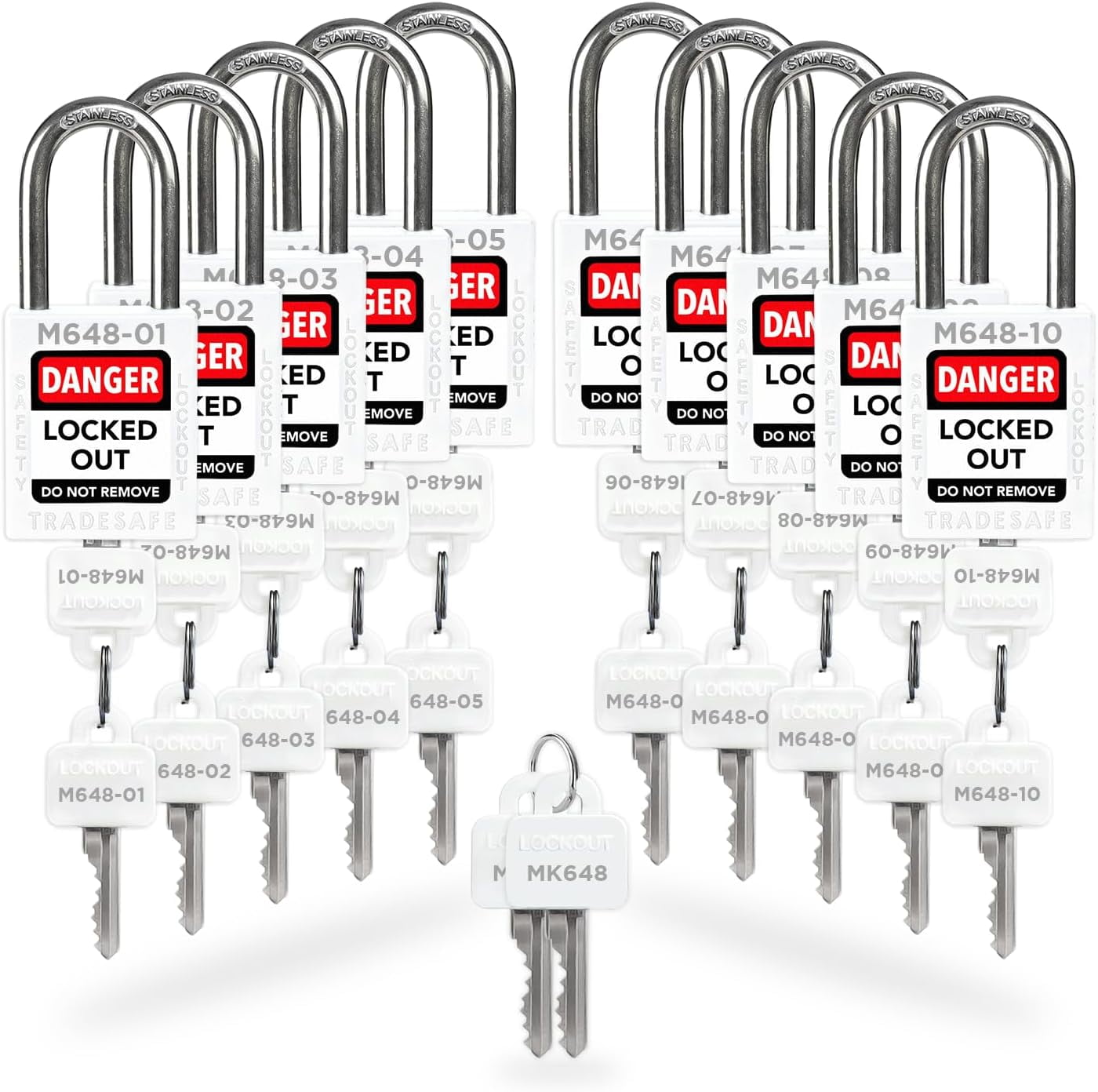 QIANGLING Lockout Tagout Locks Set with Master Keys - 10 White Loto ...