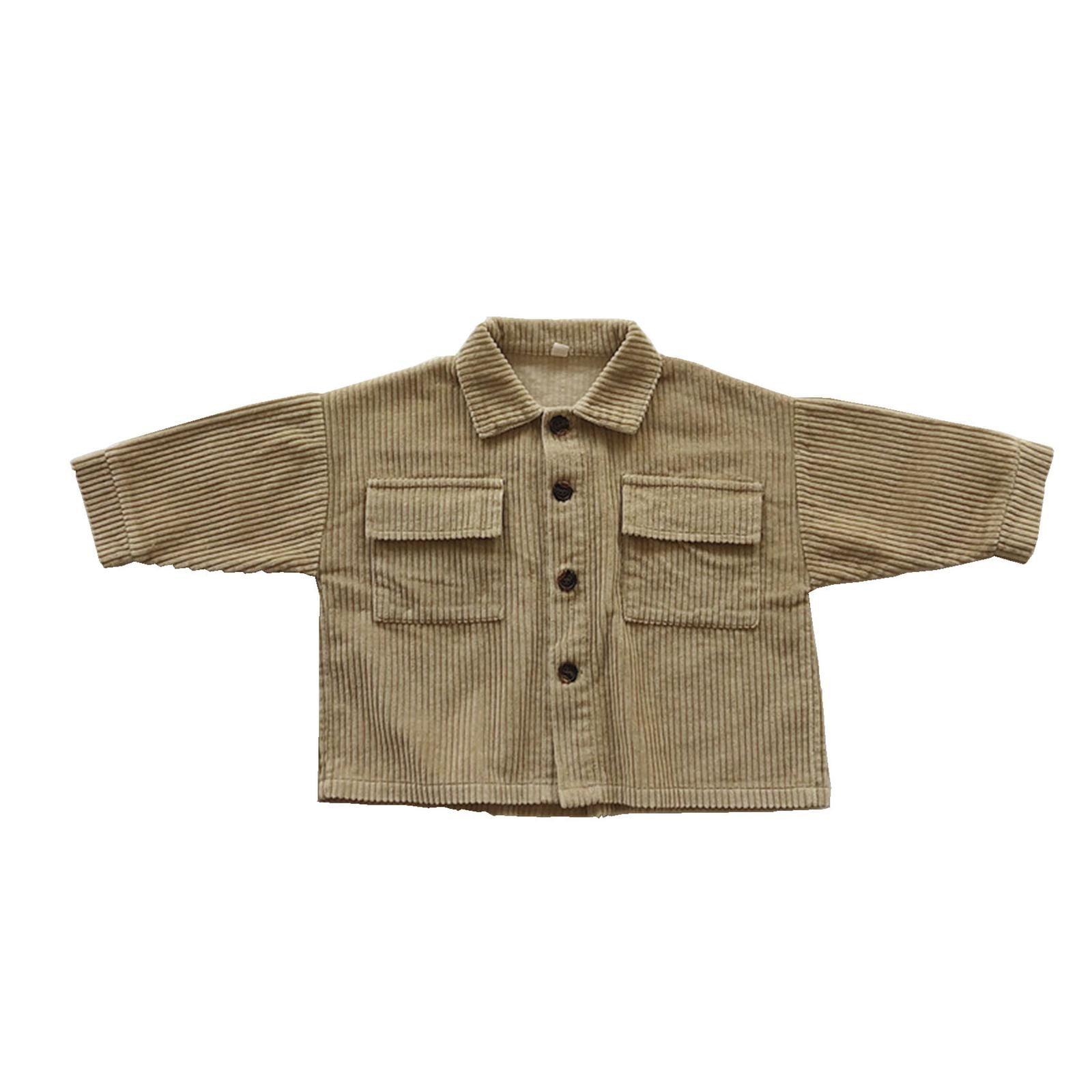 QIANGONG Baby Boys Velvet Jacket Cardigan Polyester Coat Lapel Long