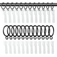 thumbnail image 1 of QIANJI 1.25 Inch Curtain Rings with Hooks, 24 Pack Black Metal Drapery Rings with Pins Fits Up to 1 Inch Curtain Rods, 1 of 7