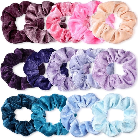 QIANJI 28 Velvet Hair Scrunchies - Soft Ponytail Holders in Cute Colors, Hair Accessories and Party Favors for Teens Women Girls