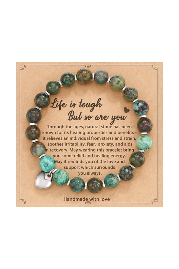 QIANJI Amethyst and Lava Handcrafted Love Natural Stone Bracelet,7 Inches Elephant Bracelet Gifts for Women Stone Beaded Inspiration Encouragement Elephant Charm Bracelet Birthday Mothers' Day