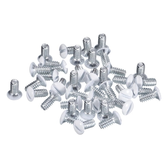 QIANJIA 100Pcs 1/2" Long 6-32 Thread White Oval Head Wall Plate Screws, Slotted Milled Outlet Screws for Light Switch Electrical Cover Panel Replacement