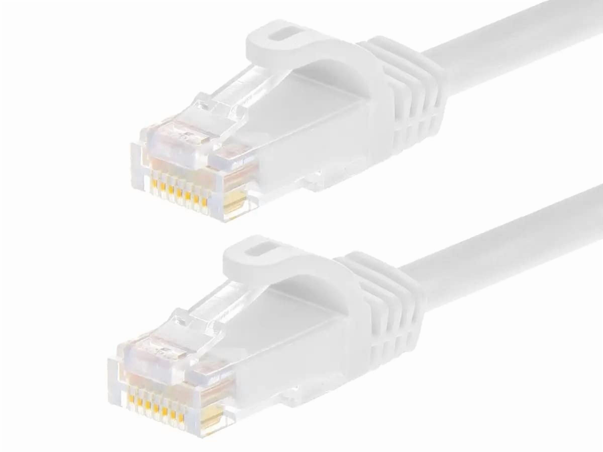 QIANJIA 10FT Cat6 UTP Ethernet Patch Cable White, 24AWG 550MHz Pure Bare Copper, Snagless RJ45 Gold-Plated Flexboot LAN Cable for PC/Modem/Router
