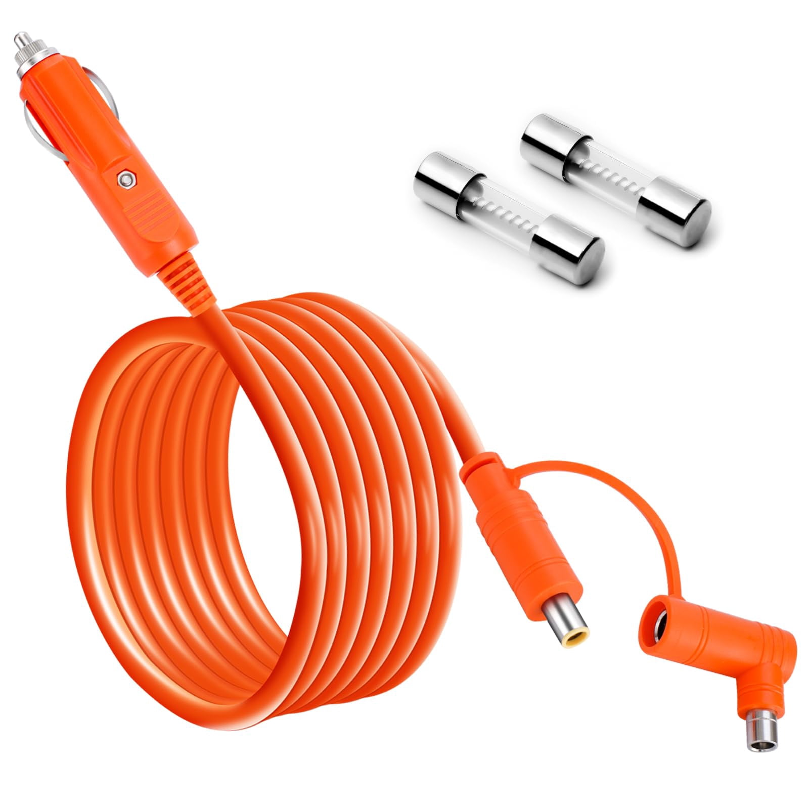 QIANJIA 14AWG 12V/24V Car Charger Cable for Jackery Portable Power Station,10FT/3M 15A Fast Charging Cord with DC7909 & DC8020 Plug Adapter - UL-Certified for RV, Truck, Fridge, Power Station