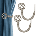 thumbnail image 1 of QIANJIA 2 Pack Curtain Holdbacks, USFOOK Decorative Window Drapery Tiebacks (2 Pack/1 Pair), Curtain Tie Back Hooks for Wall with Antique Silver Twisted Cage Finials (3.45" L x 5.35" W), 1 of 6