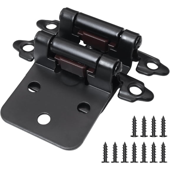 QIANJIA 4 Pack 2 Pairs 1/2 inch Overlay Kitchen Cabinet Hinges,Black Partial Wrap Around Cabinet Door Hinges for Face Frame Cabinet,Self Closing Black Face Mount Cabinet Hardware