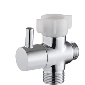 QIANJIA Brass 3-Way Bidet T Adapter with Shut Off Valve 7/8"x7/8"x1/2" - Universal Toilet Water Splitter for Bidet Sprayer & Diaper Sprayer
