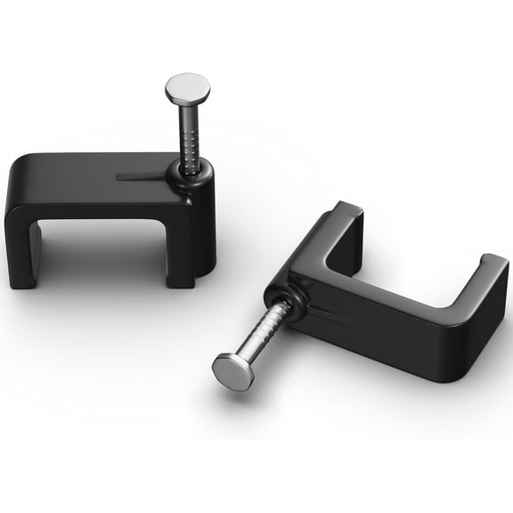 QIANJIA Dual Cable Clips 100 Pack Black, 1/2 Inch Wire Nail Clips for Coax/Ethernet/Electrical Wires, UV Protected Indoor Outdoor Cord Management