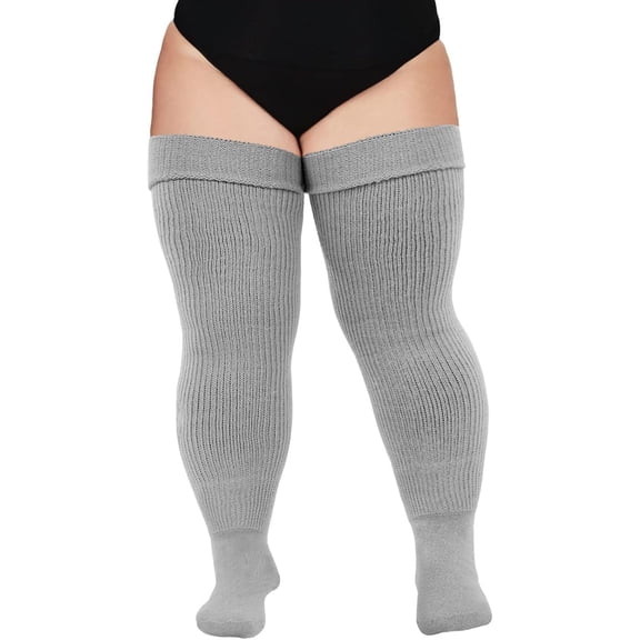 QIANJIA Plus Size Womens Thigh High Socks for Thick Thighs- Extra Long Thick Over the Knee Stockings- Leg Warmers Socks