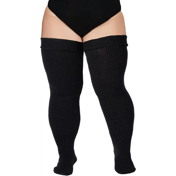 QIANJIA Plus Size Womens Thigh High Socks for Thick Thighs- Extra Long Thick Over the Knee Stockings- Leg Warmers Socks