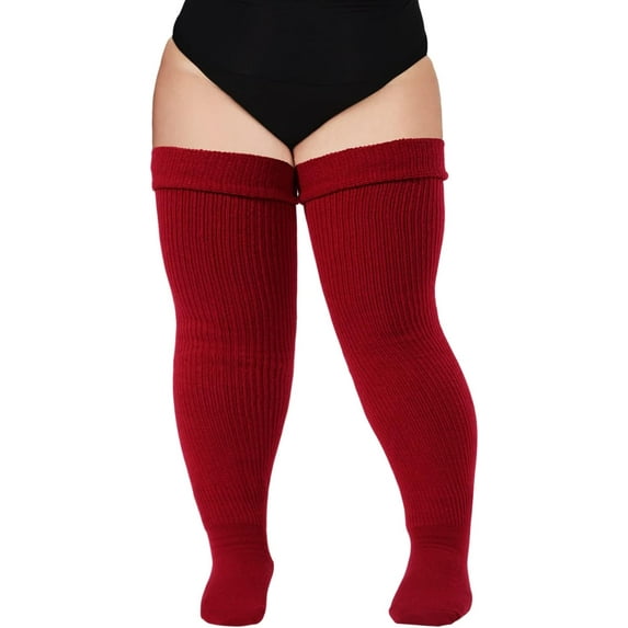 QIANJIA Plus Size Womens Thigh High Socks for Thick Thighs- Extra Long Thick Over the Knee Stockings- Leg Warmers Socks