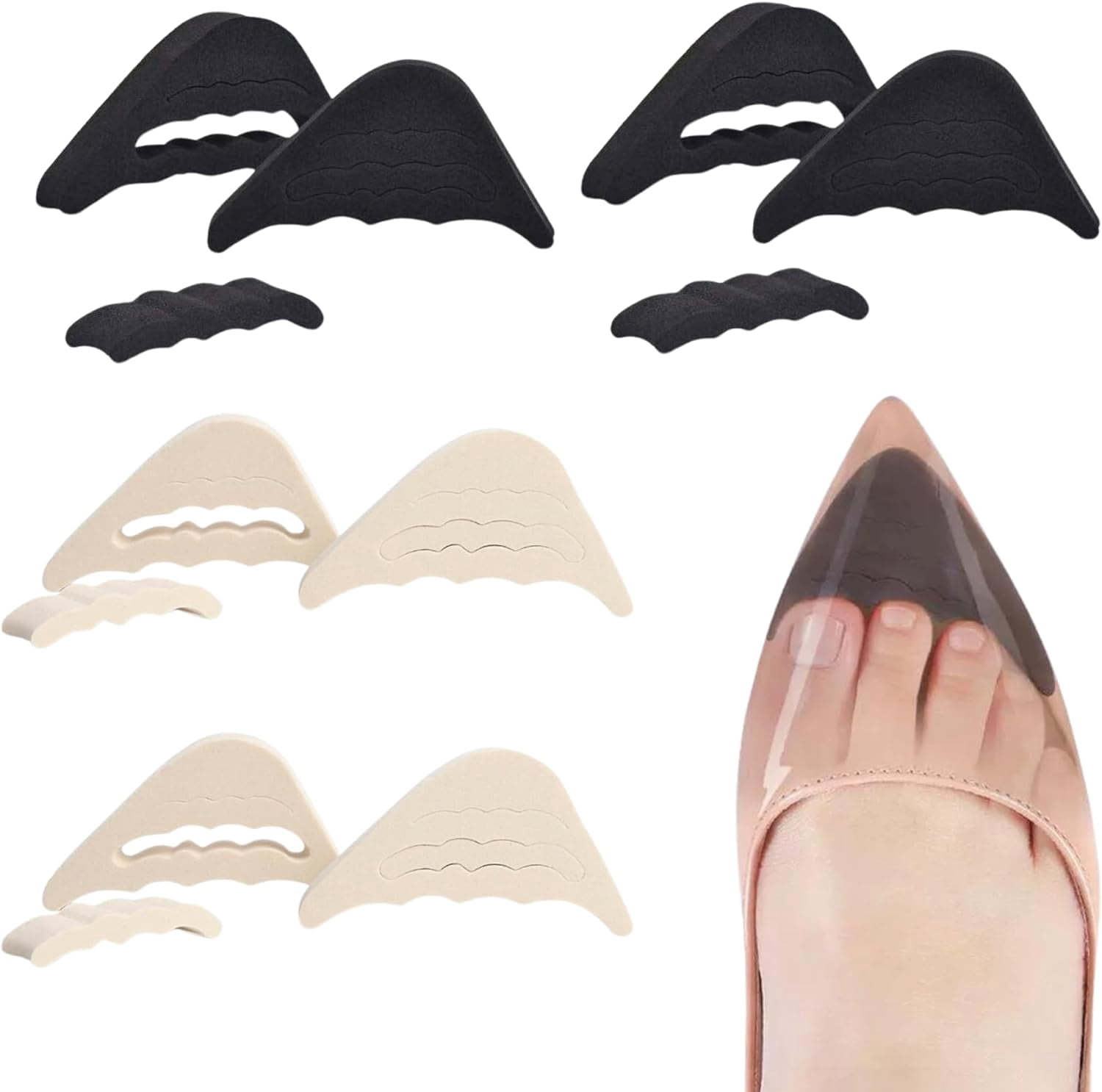 Toe Box Inserts QIANJIA Shoe Inserts, Foam Filler, 4 Pairs Adjustable Toe Inserts for ...