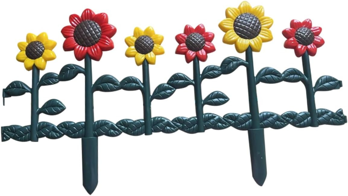 QIANJIA Sunflower Garden Fence Decoration Reusable Patio Border Edging for Lawn Flower Beds Easy to Install Portable Decorative Fence Panel for Outdoor Spaces
