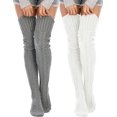 thumbnail image 1 of QIANJIA Women's Cable Knitted Thigh High Boot Socks Extra Long Winter Stockings Over Knee Leg Warmers, 1 of 5