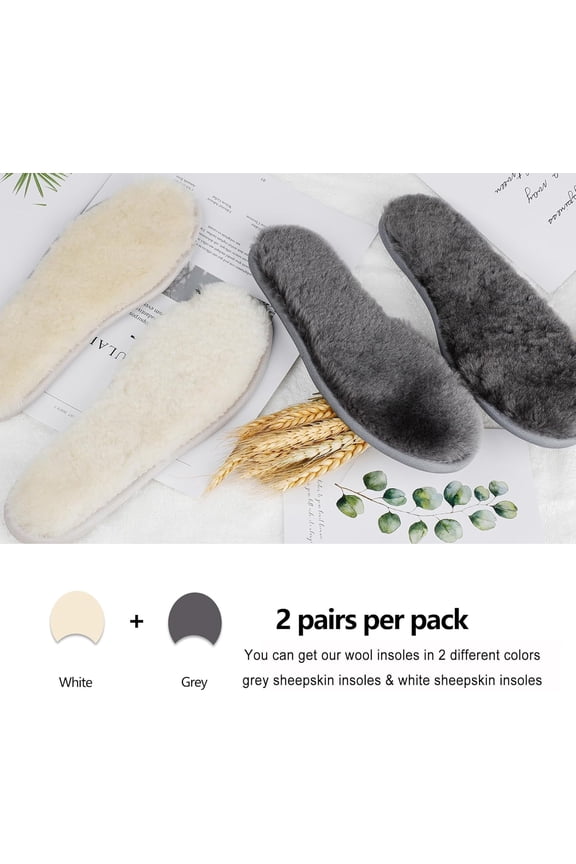 Women's Sheepskin Insoles Winter Boot Inserts Premium Extra Thick Shearling Inserts Replacement Warm Furry Wool Shoe Insole Fleece Slipper Inserts Grey US 8/EU 39