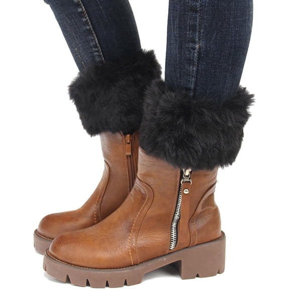 QIANJIA Womens Fur Trim Boot Cuff Top Cover Leg Warmers