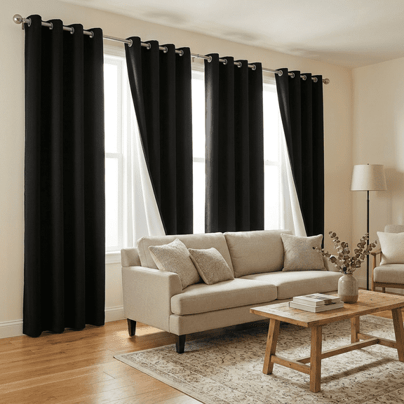 QIANLI 4 Panels 100% Blackout Curtains, Midweight Thermal Insulated Grommet Drapes for Bedroom Living Room, Light Blocking Window Treatment, Pack of 4, 54x84 Inches。