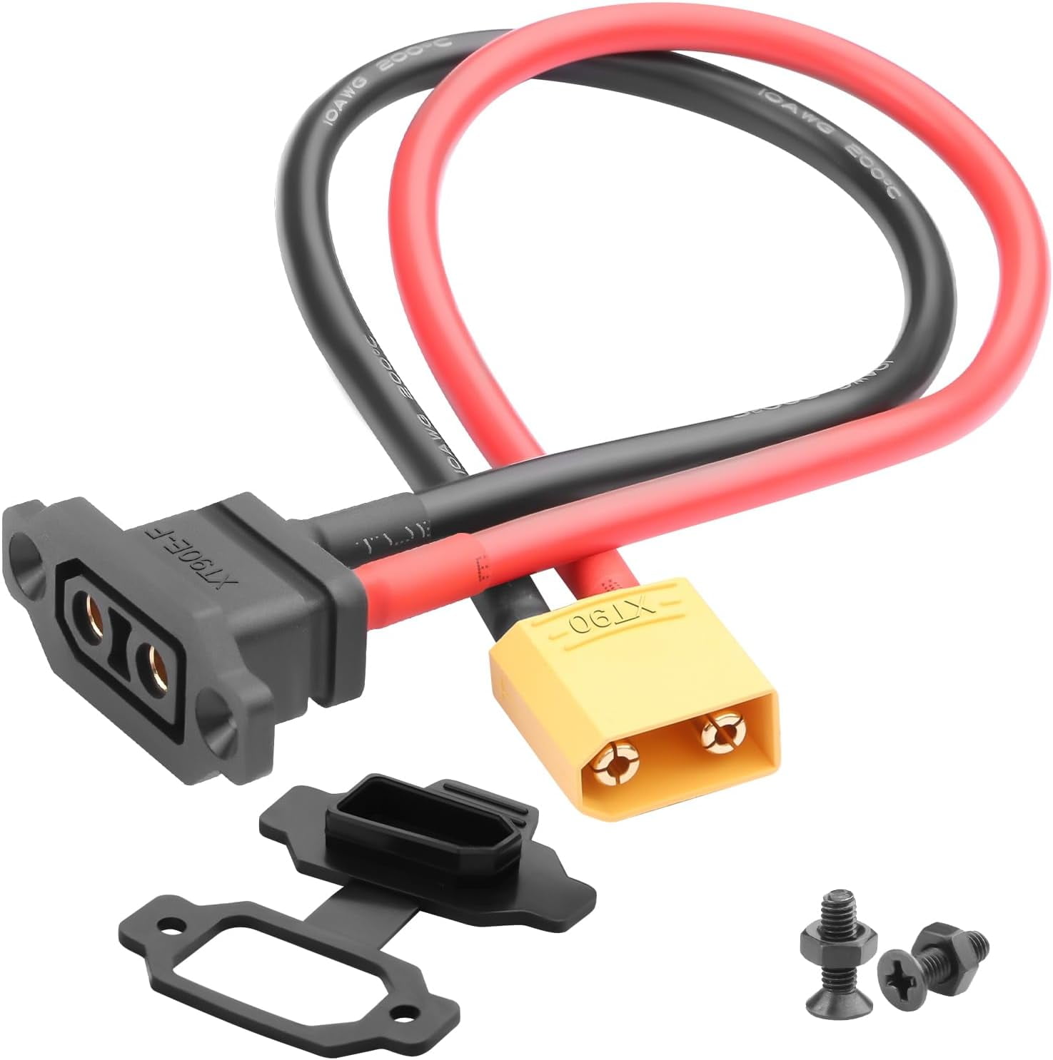 QIANRENON XT90 Câble de raccordement plaqué or 10AWG XT90E-M mâle vers XT90 mâle Bulkhead Mount Câble court Adaptateur anti-poussière pour modélisme aérien RC Alimentation mobile en extérieur 30cm QIANRENON XT90 Câble de raccordement plaqué or 10AWG XT90E-M mâle vers XT90 mâle Bulkhead Mount Câble court Adaptateur anti-poussière pour modélisme aérien RC Alimentation mobile en extérieur 30cm