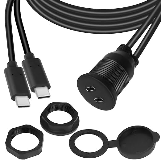 QIANRENON 90° Right Angle Micro USB Flush Mount Cable - Waterproof Panel Extension, 28cm