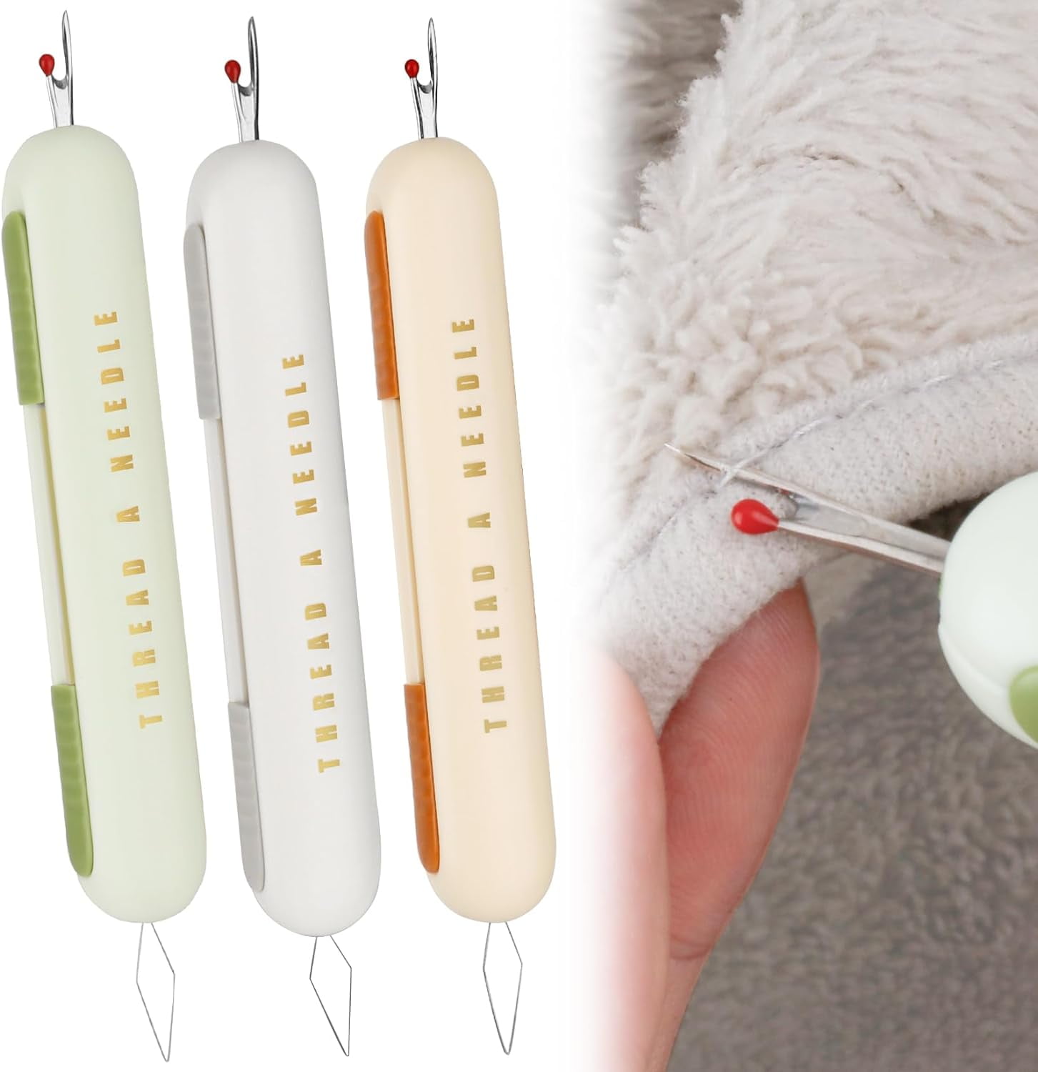 QIANSHUO 2 in 1 Needle Threader Seam Ripper Upgraded Thread Seam Ripper ...