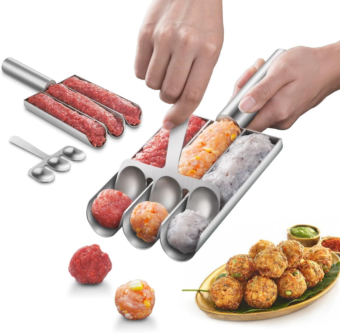 Cake Pop Mold 2-Pack Stainless Steel Meatball Makers - Non-Stick Scoop For Perfect Balls Every Time Melon Baller